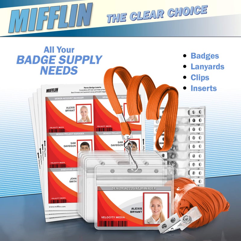 Mifflin-USA Flat Lanyards for ID Badges (Orange, 36 Inch, 25 Pack), Comfortable Neck Straps - Image 4